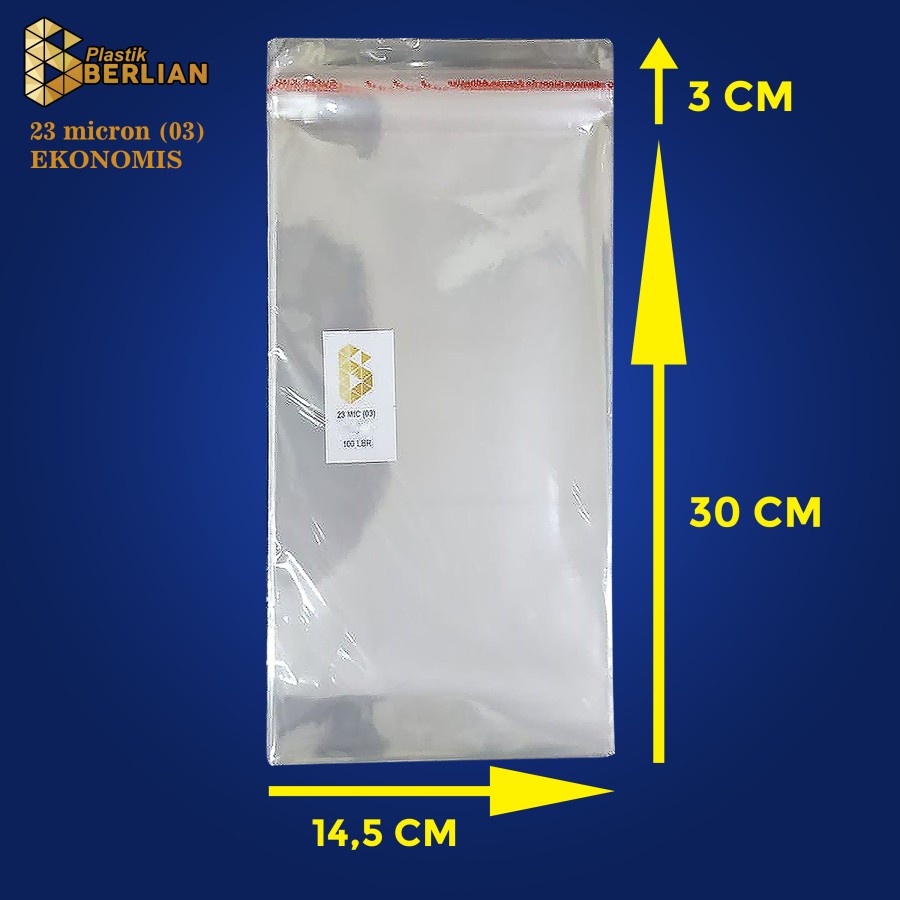 

14,5 x 30 cm Plastik OPP EKONOMIS 23micron (100 lbr) (lem/seal)