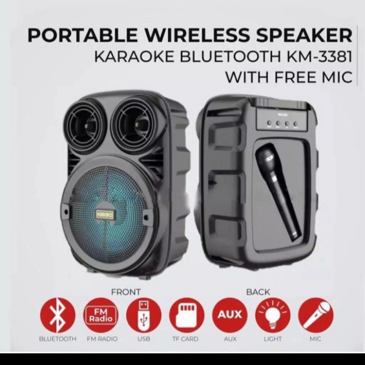 (COD) Speaker Bluetooth Portable 6.5 inch Kimiso KMS 3381 plus mic - Speaker Karoke kimiso