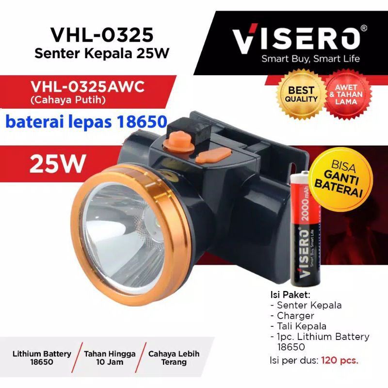 SENTER VISERO VHL-0325 BATERAI LEPAS ( 25 WATT )