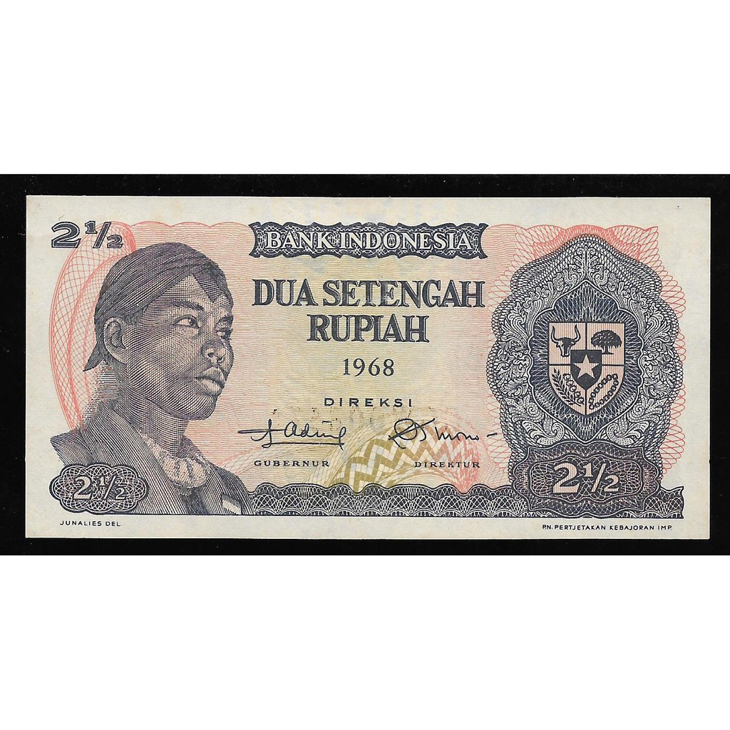 Uang Kertas Indonesia 2 1/2 2,5 Rupiah 1968 UNC