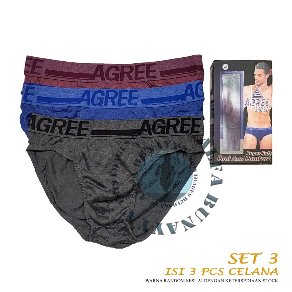 3 Pcs Celana Dalam Pria AGREE SPORT CD Underwear Pakaian Dalam AB23AGS