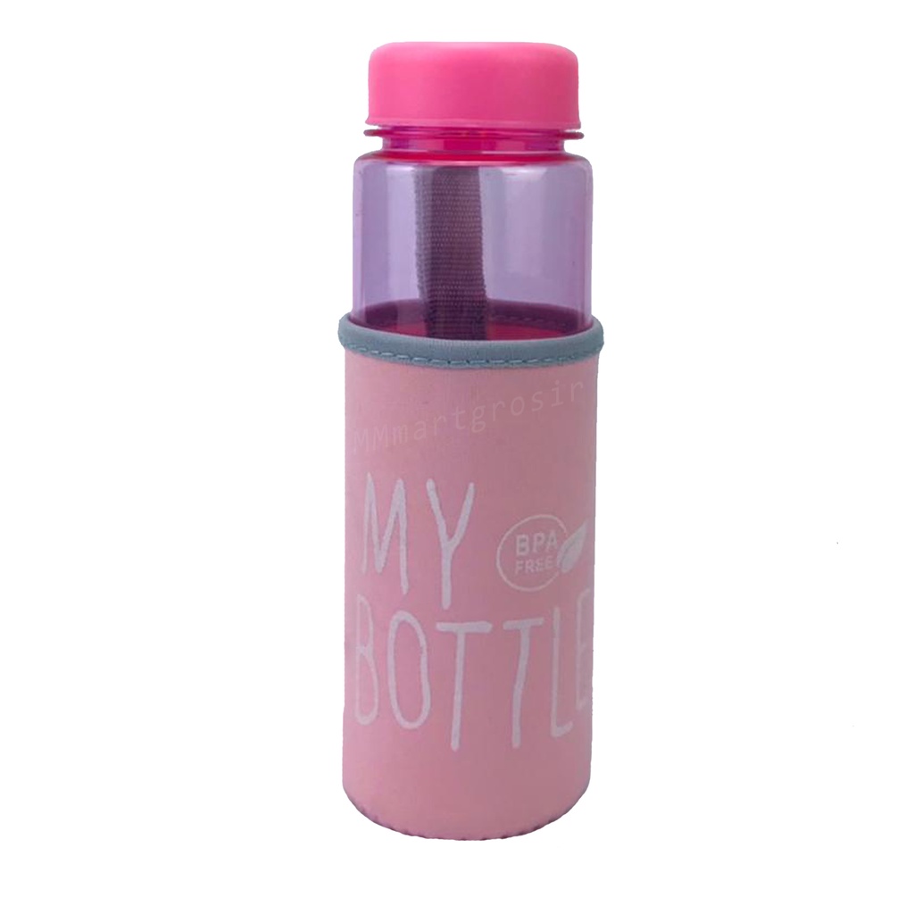 My Bottle/My Bottle Sarung Busa/botol minum/karakter gambar Hello Kitty/Pink Muda / 500ml