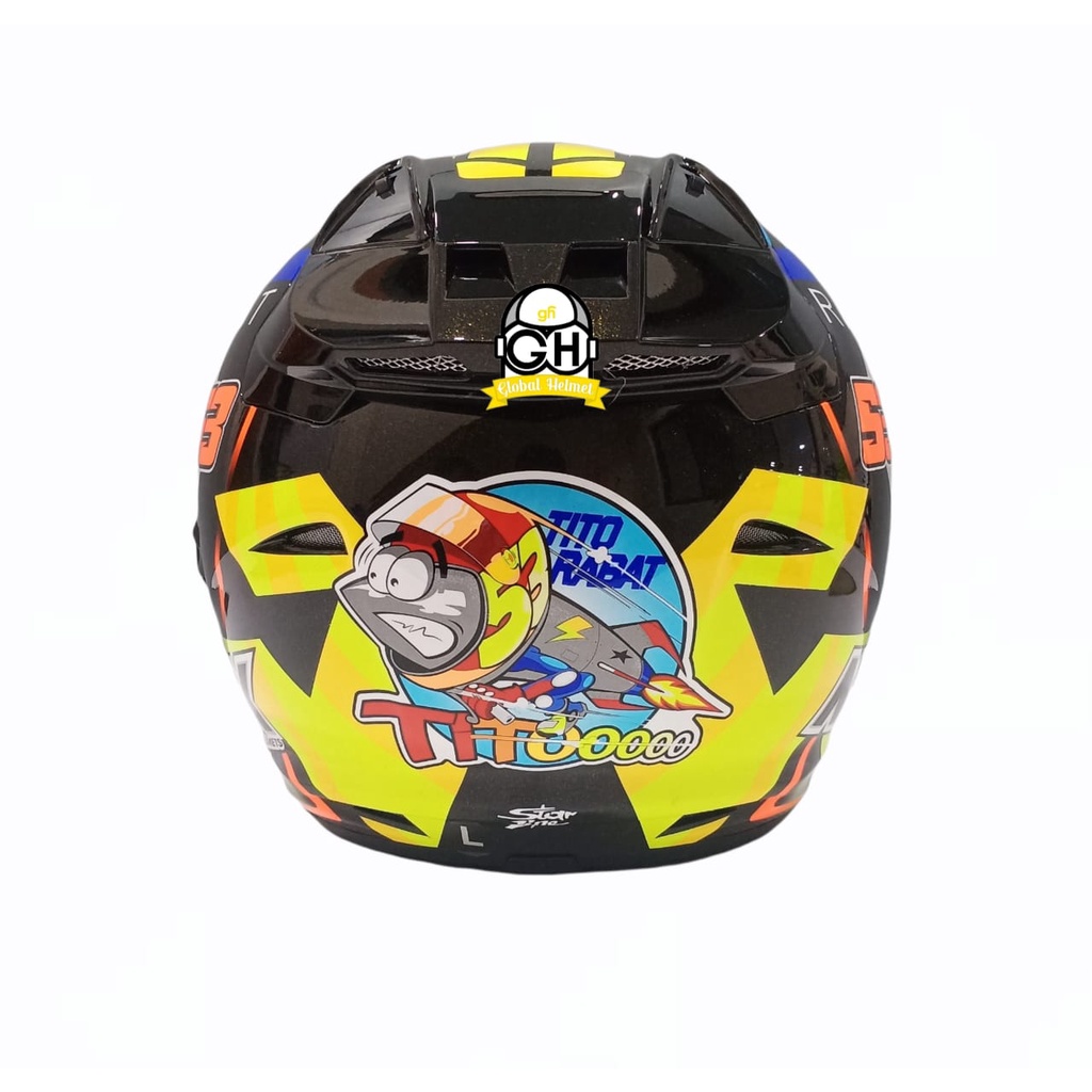 HELM NHK HALF FACE R1 GP EDITION TITO RABAT BLACK GLITERS