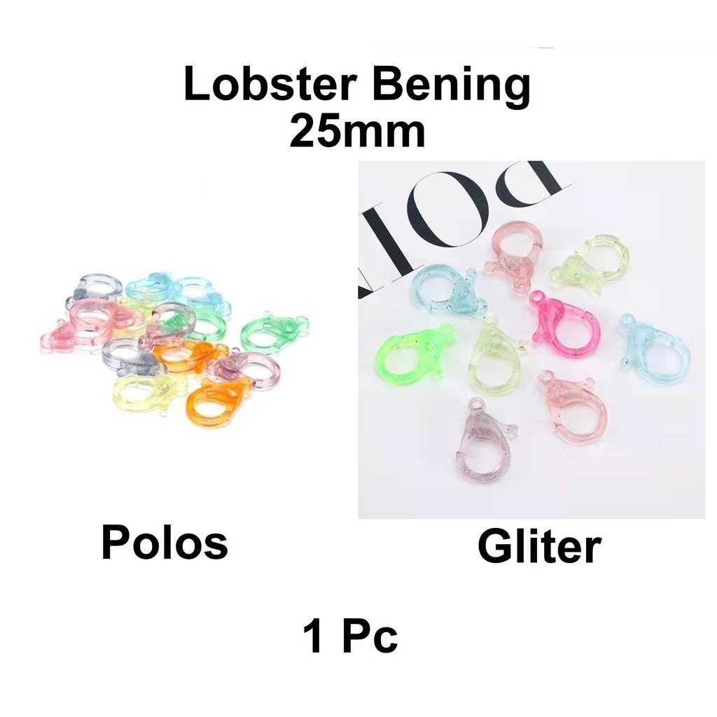 Kaitan Lobster 25mm Plastik Bening Warna-Warni Harga/Pc