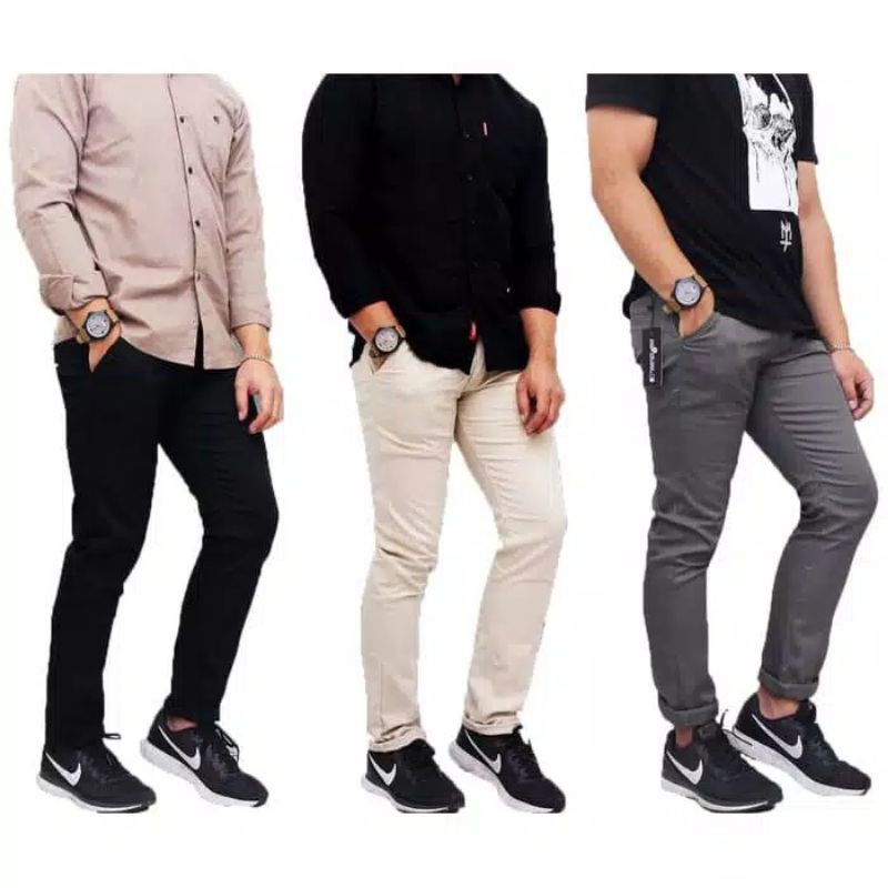 Celana chino celana kerja Formal Casual Slimfit Stylish Cream Mocca