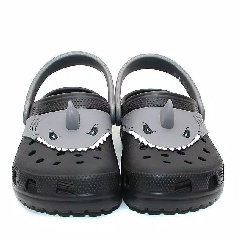 NEW!! CROCS FUN LAB SHARK BLACK TANDUK CLOG / CROCS SHARK / CROCS HIU