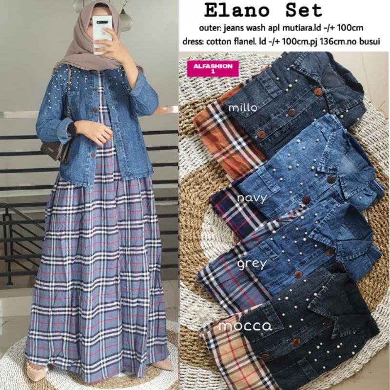 ellano set, Gamis set with outer jeans