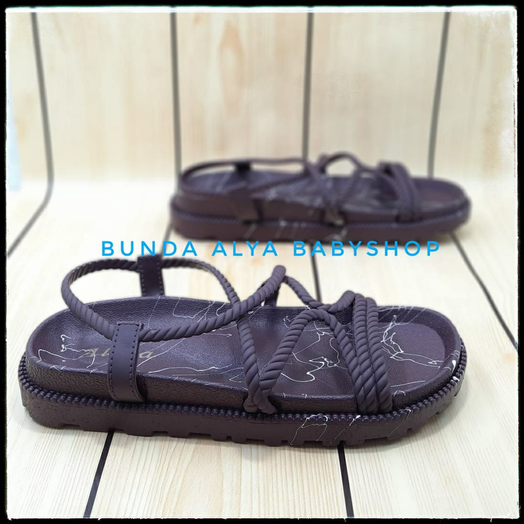 Sandal Wanita Gladiator Size 36 - 39 COKLAT - Sendal Perempuan Tali - Sandal Pantai Santai Empuk Alas Karet