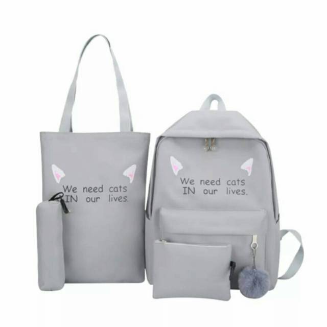 Tas Ransel Sekolah Anak We Need Cats Terlaris / Tas Anak Sekolah Ngaji SD TK PAUD Set Beranak 4in1