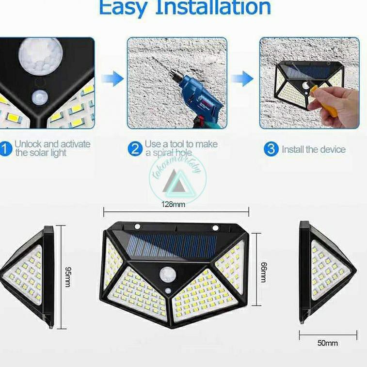 Lampu Sensor Tenaga Surya 100 Led, Easy Install Outdoor Motion Sensor Lights