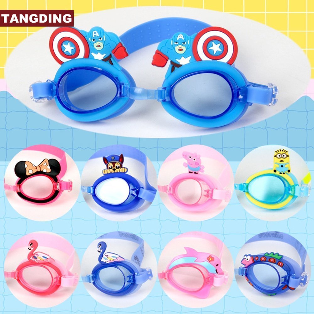 【COD Tangding】Kacamata Renang Bahan Silikon Elastis Tahan Air Motif Kartun Untuk Anak