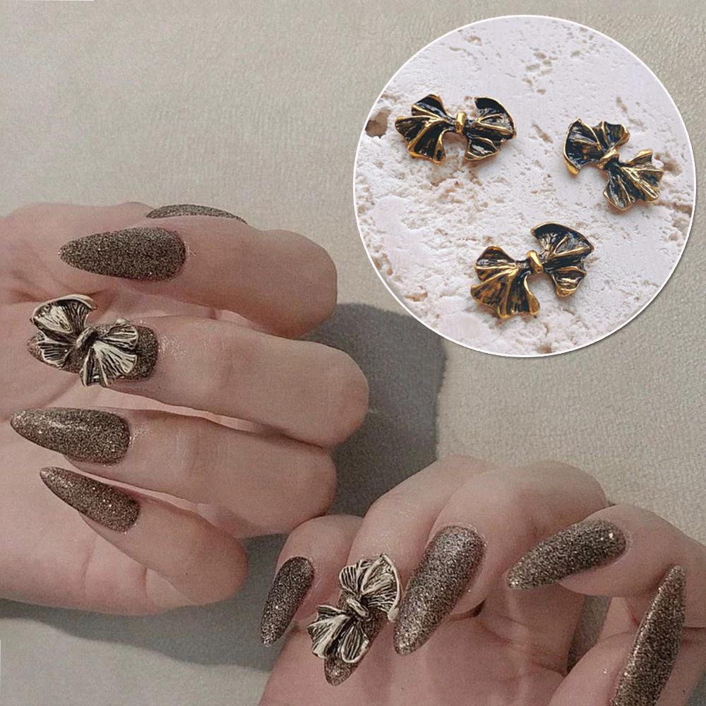 Mxbeauty 3D Ikatan Simpul Nail Art Perhiasan Gaya Jepang Pesona Retro DIY Nail Art Jewelry