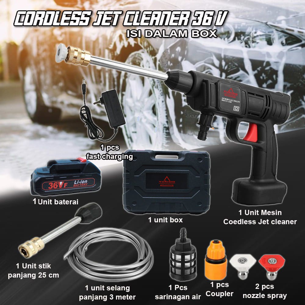 MURAH BANGET!! Yukido Jet cleaner / jet cleaner Baterai 36 volt / Alat Cuci Mobil cuci motor tekanan tinggi Tanpa kabel Cleaning Machine cordless 36V