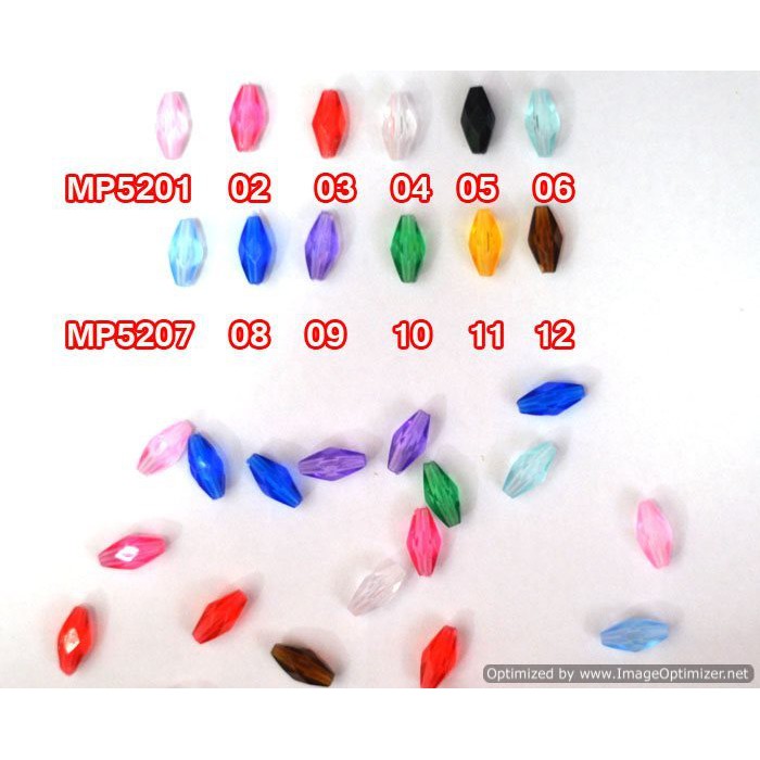 Mp52 Manik Plastik Kaca Bentuk Padi Segi 5x11 1 Bks 10 Gr Isi +/ 70 Butir