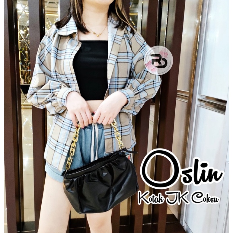RD FASHION Kemeja Oslin Oversize | Kemeja Korea Jumbo Wanita | Bahan Creap - Fit to L-JK COKSU