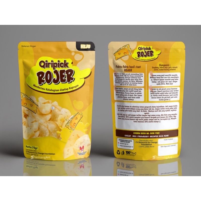 

Qiripick Rojer Varian rasa keju kemasan modern