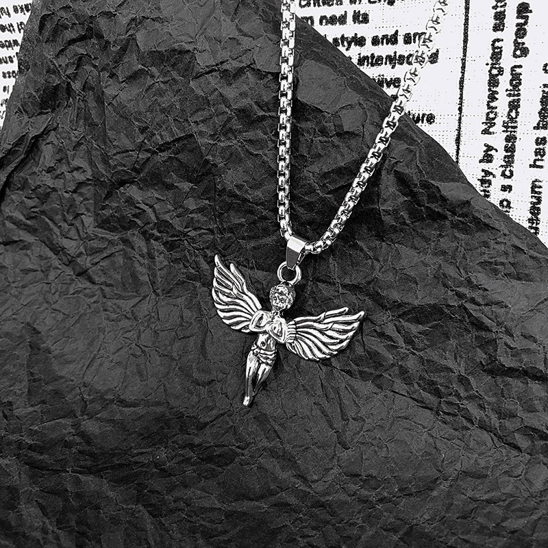 Necklace Angel Pendant Alloy Chain Harajuku Style Hip Hop Bungee Hipster