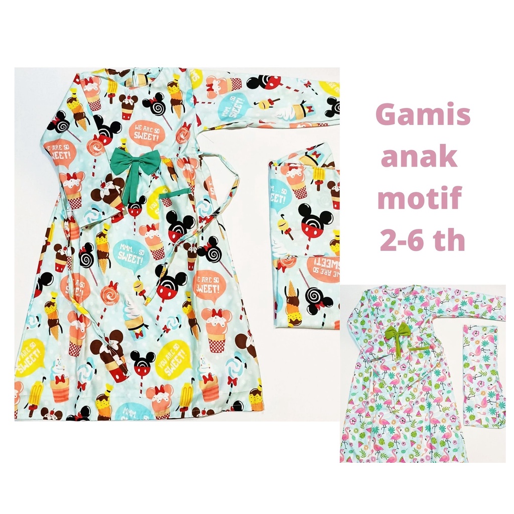 Gamis anak perempuan motif karakter usia 2-6 tahun