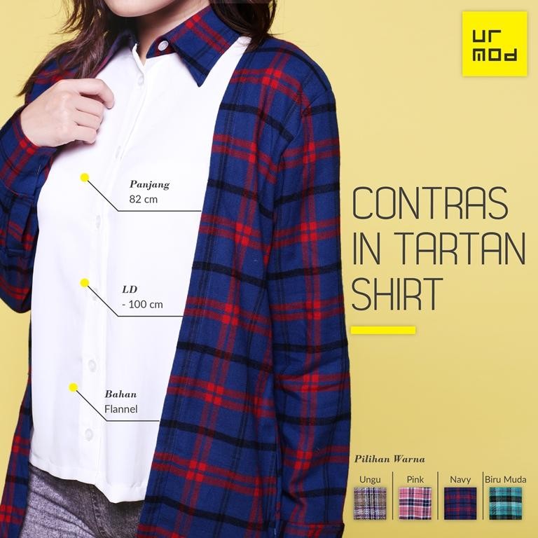 Blouse Wanita - Contras In Tartan Shirt