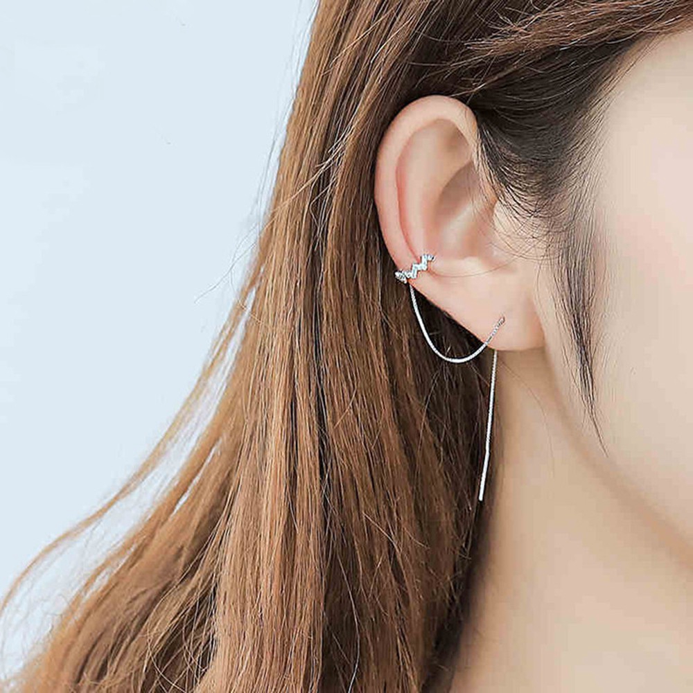 【COD Tangding】1pc Zircon Earring with Clip Korea Fashion Accessory Design Ear Studs