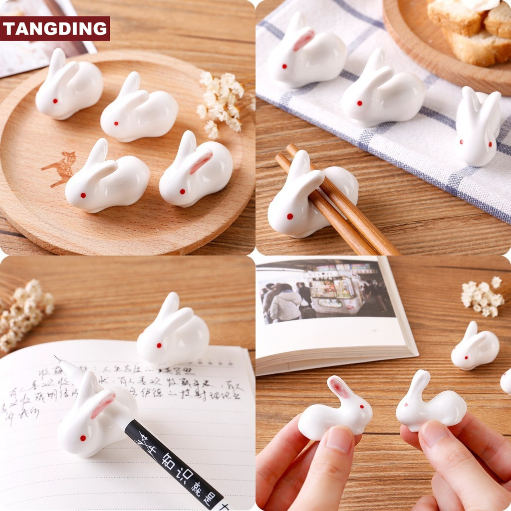 【COD Tangding】Rabbit Stand Chopstick Rest Chopstick Holder Household Tableware Ceramic Chopstick Rest