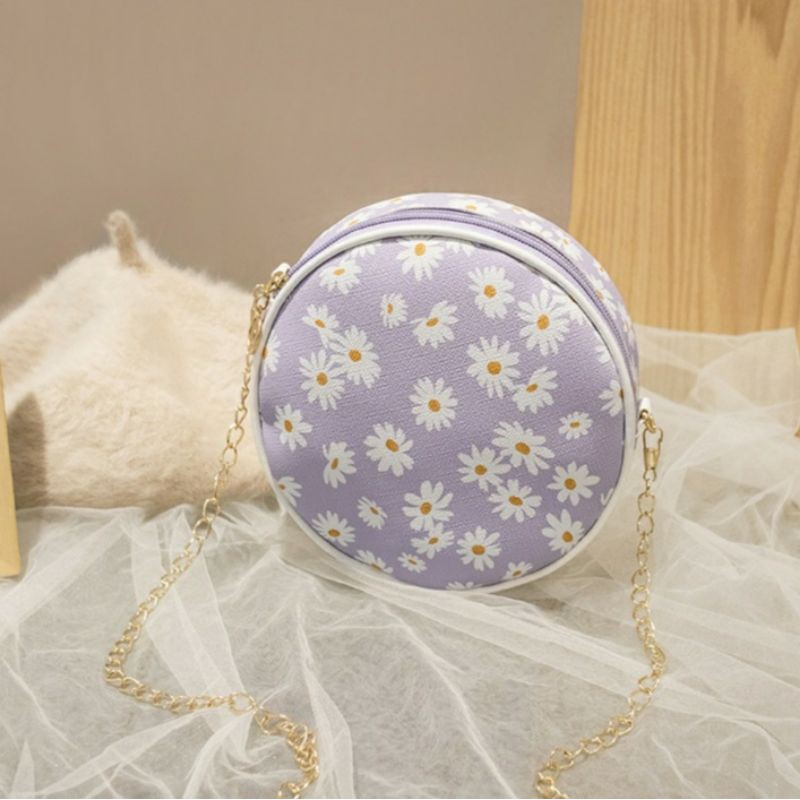 Dem_sare - KDS009 DAISYKA Tas Wanita Tas Selempang Wanita Mini Sling Bag Tas Bahu Bulat Tali Rantai