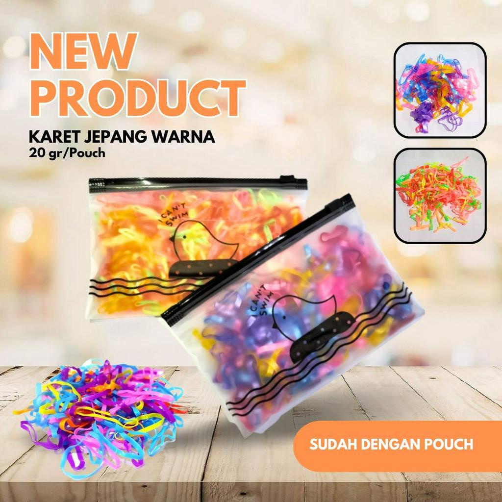 Warna Warni Karet Ikat Rambut Jepang Anak 1 Pouch Isi 20Gram