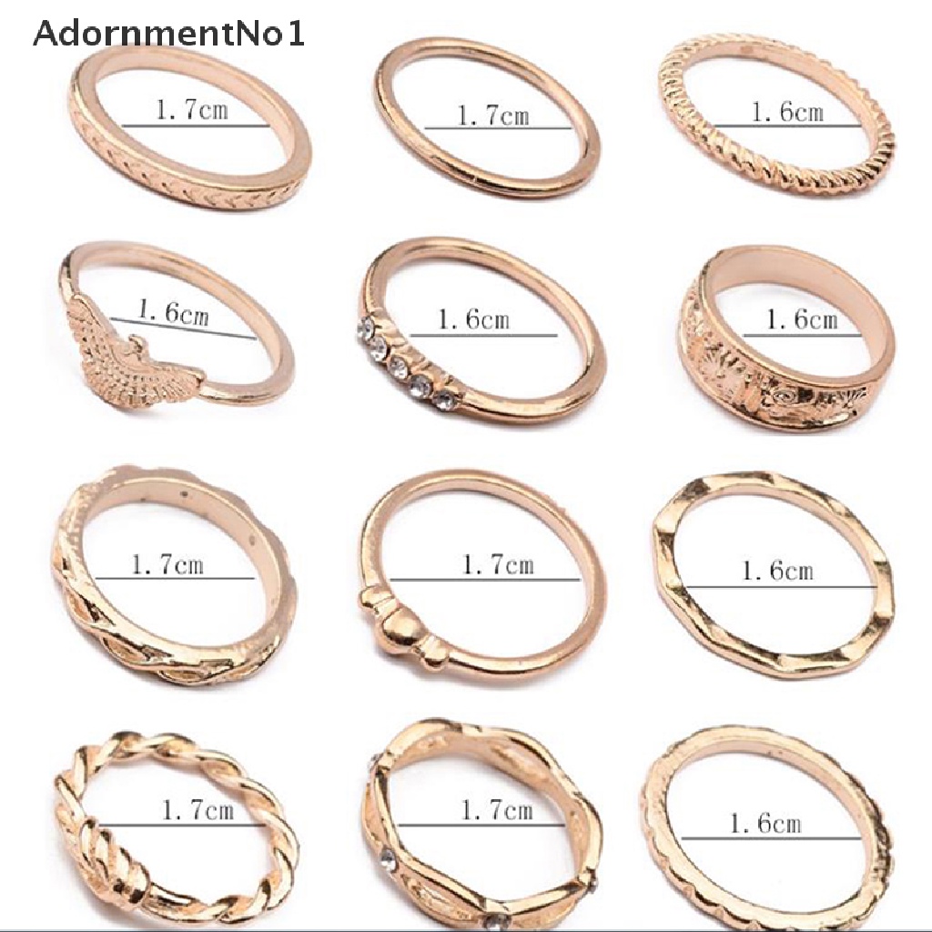 (AdornmentNo1) 12pcs / set Cincin Gaya Punk / Gotik Untuk Wanita