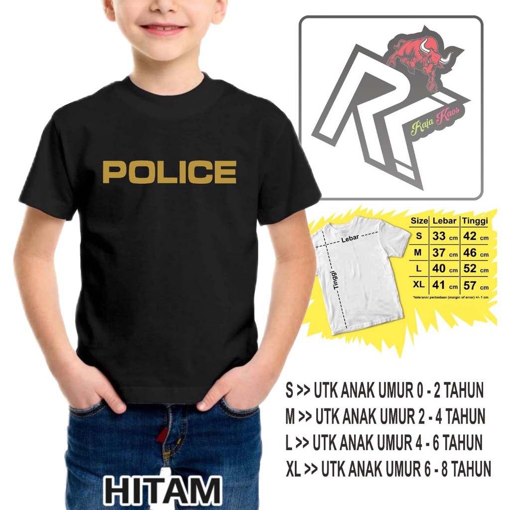 Raja kaos.id-kaos POLICE GOLD ANAK /kaos ANAK/kaos distro/AKAOS ANAK KEREN/KAOS ANAK MURAH/KAOS ANAK