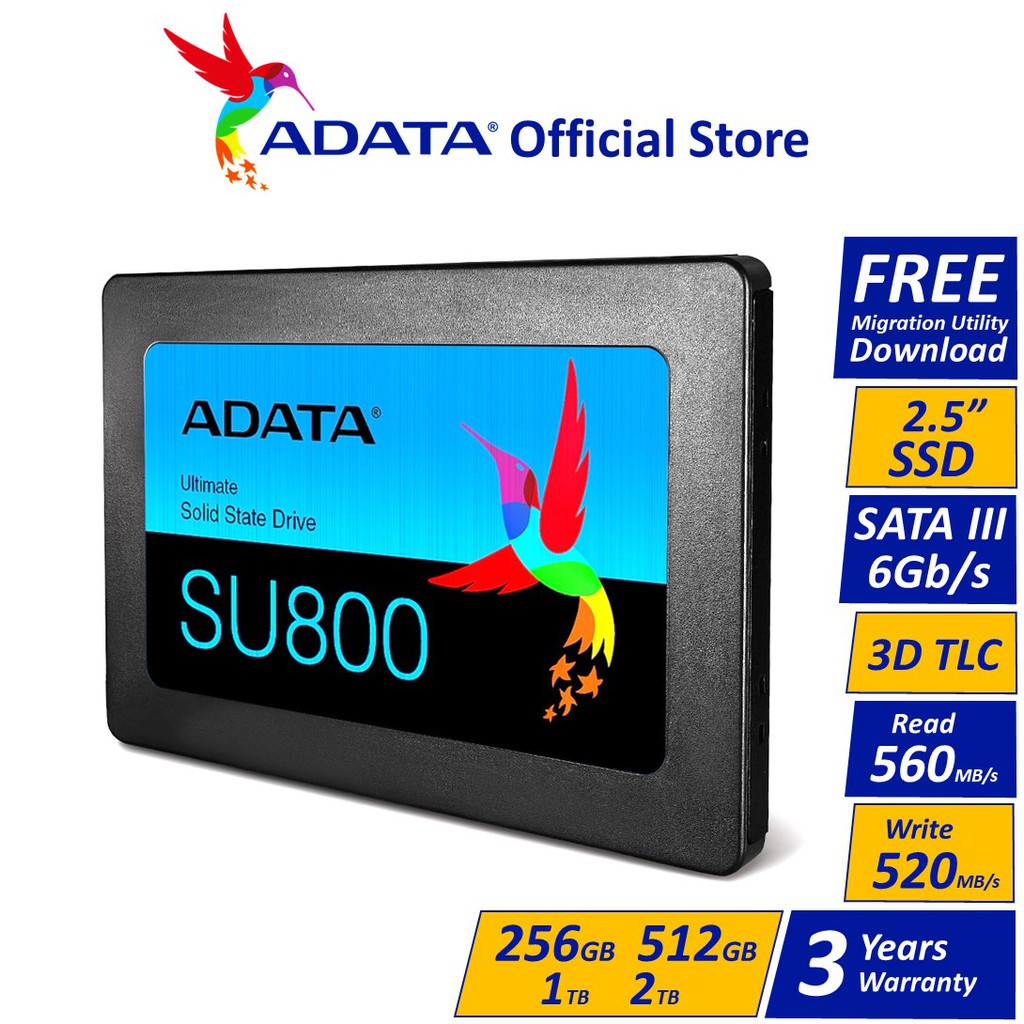 ADATA SSD Ultimate SU800 2.5Inch 256GB, 512GB, 1TB, 2TB SATA 6Gb/s