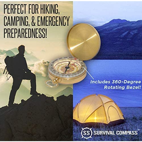 Compass Vintage Camping Alat Camping Mini Gold Gift Series Survival Kit Fosfor