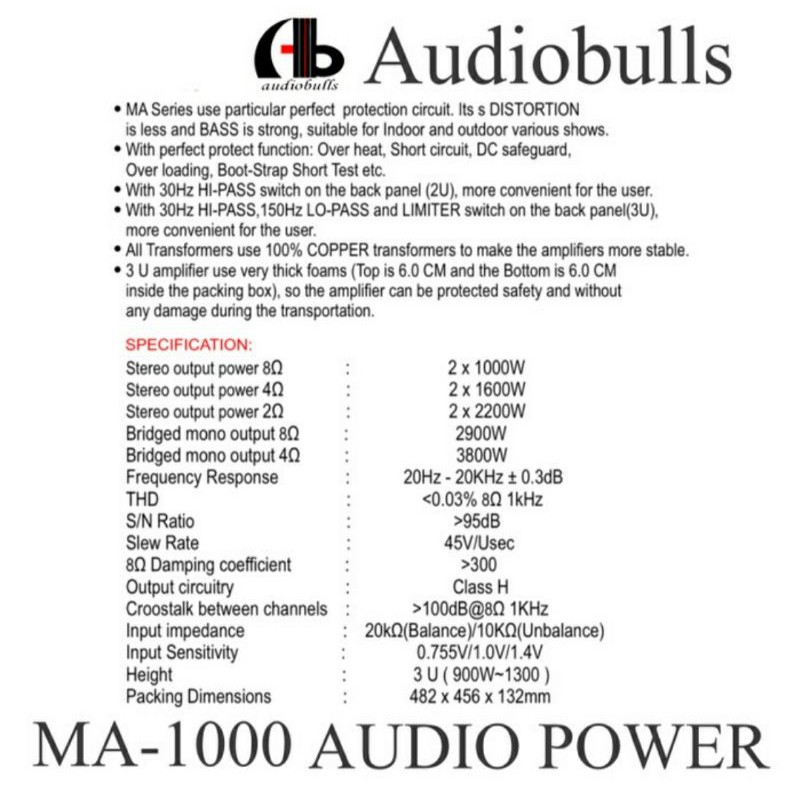 Power AB Audiobulls MA-1000 Power AB Audiobulls Premium Original