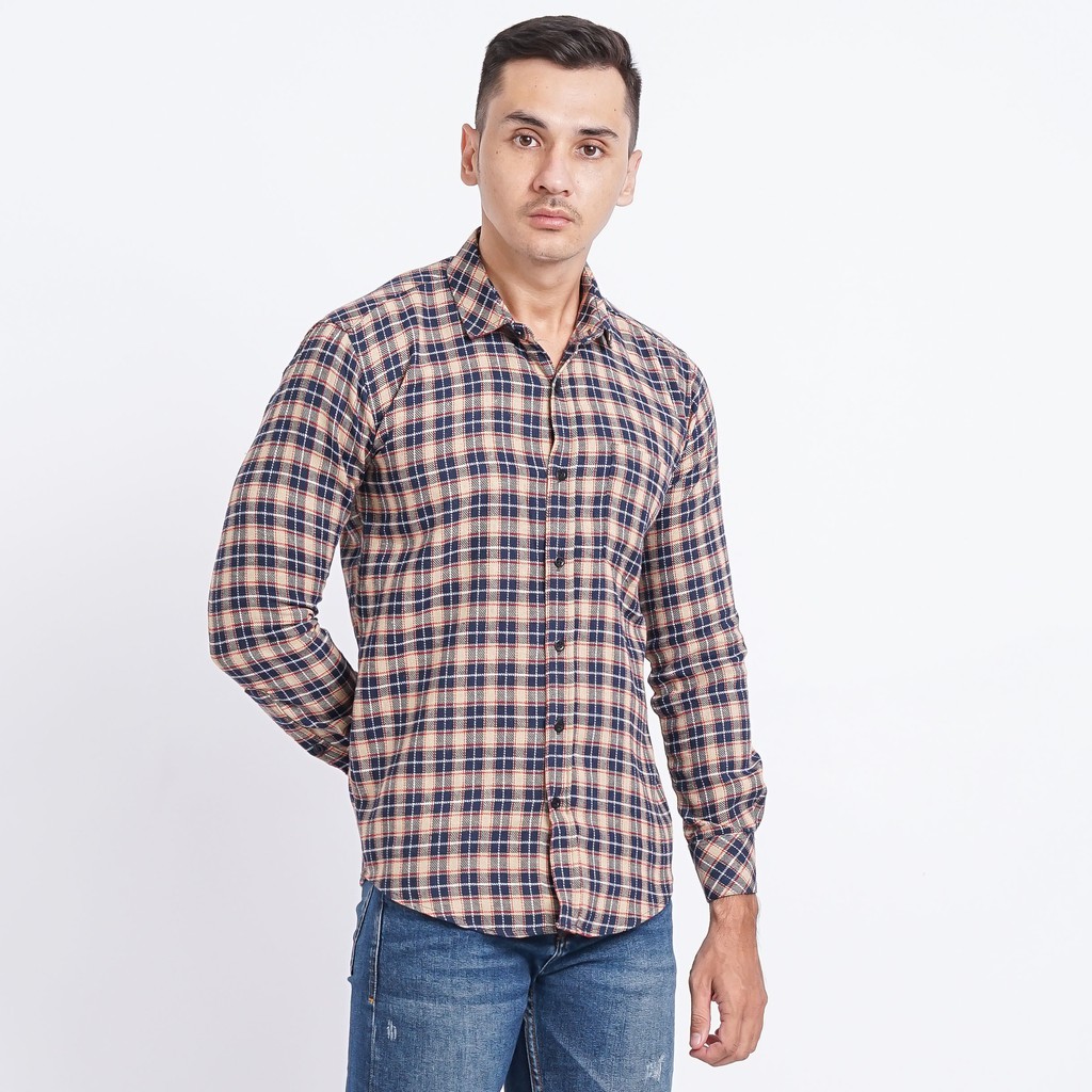 Kemeja Flanel Pria Lengan Panjang Kemeja Motif Kotak Kotak Premium Kemeja Cowok 03