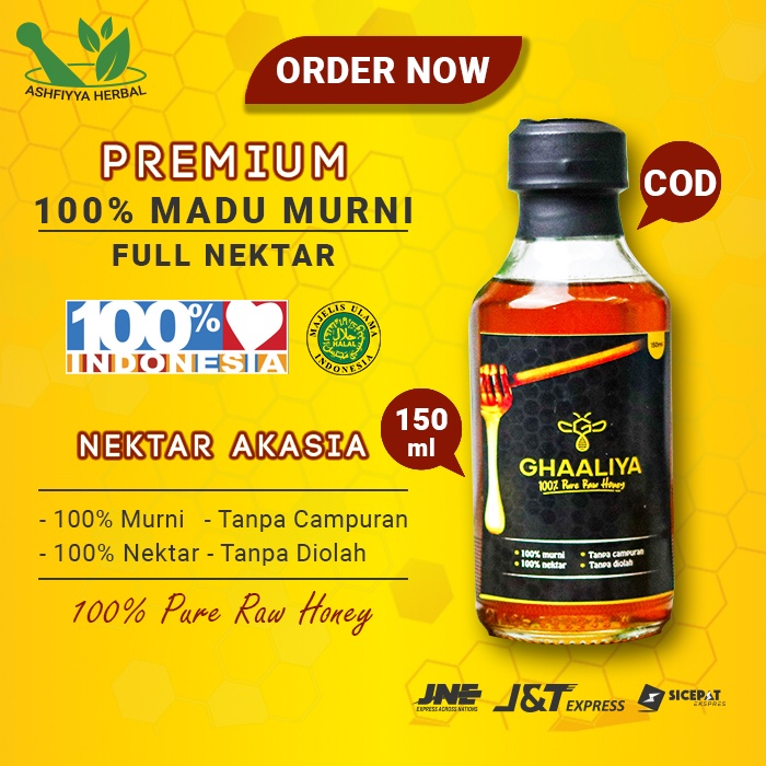 

Madu Lebah Asli Murni 100% Madu Hutan Ghaaliya Nektar Akasia Uray Sahela Odeng Multiflora 150ML