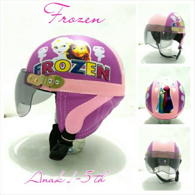 Helm Anak 1-5 th Chip Kulit Frozen Ungu Pink