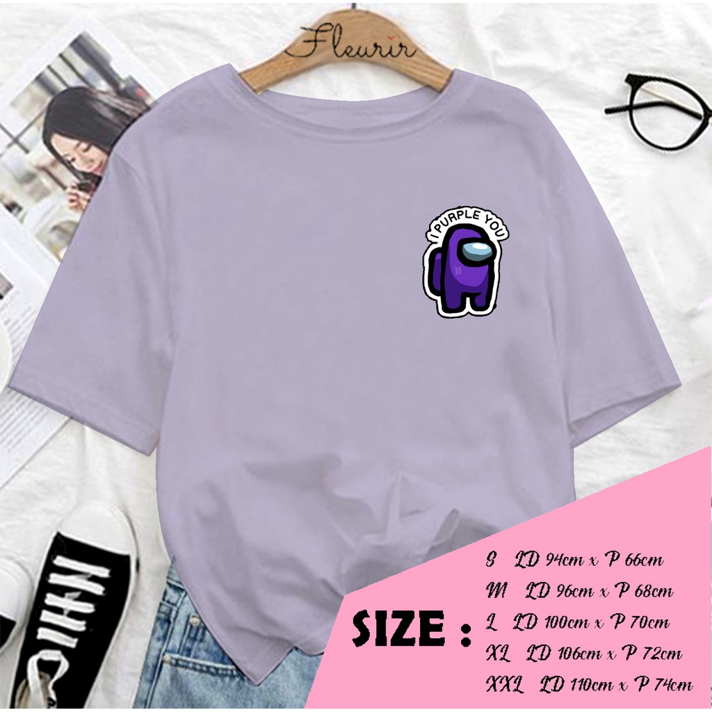 FLEURIR - KAOS  AMONG LOGO PURPLE WANITA DEWASA LENGAN PENDEK TEE UNISEX