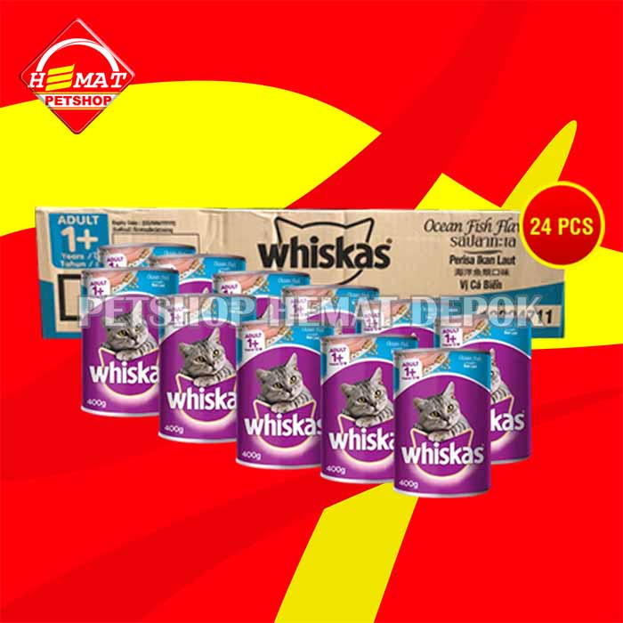 Makanan Basah Kucing Whiskas Kaleng Wetfod Grosir Dus Isi 24 PCS 400GR