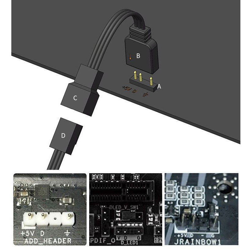 BARROW ZBDZJX-5 3 Pin 5V Addressable RGB Aurora Connection Cable