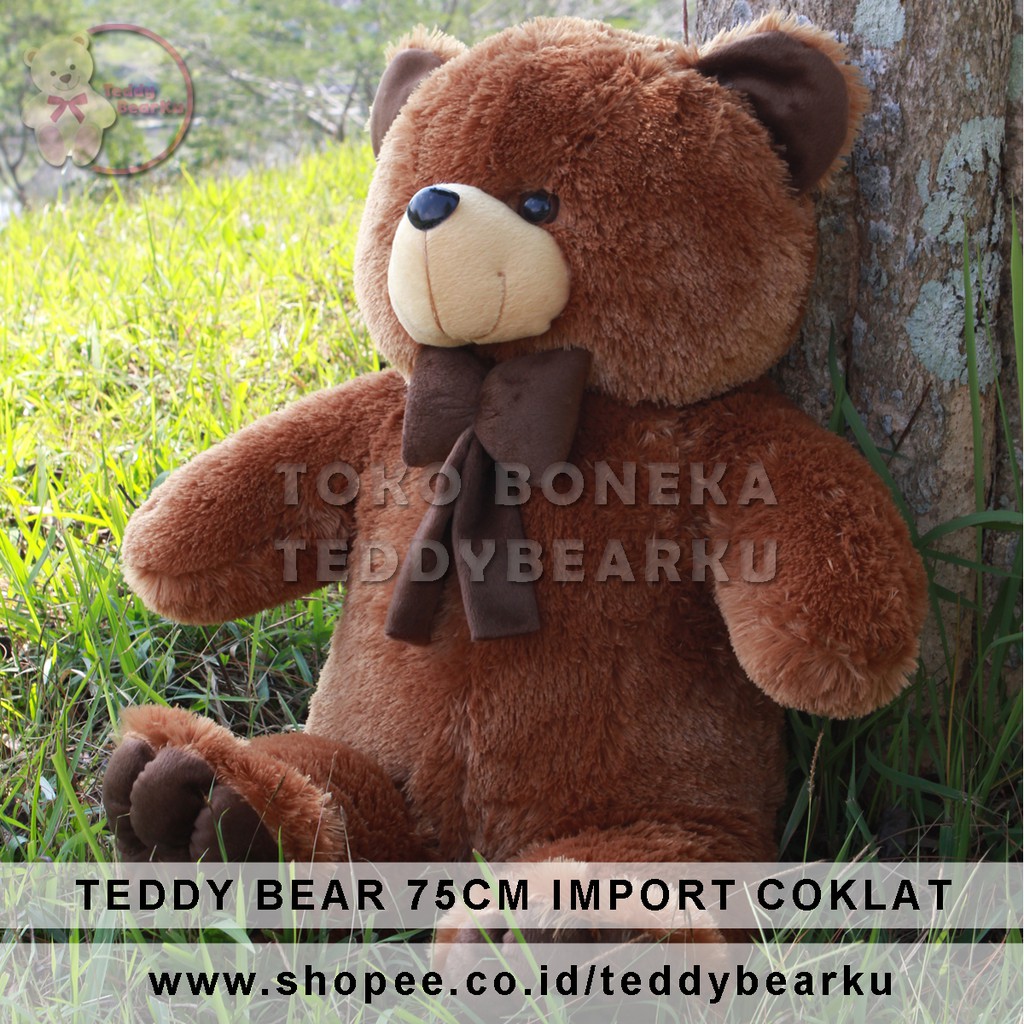 Boneka Teddy Bear XL 75CM Model Teddy Bear Import (Cream, Coklat)