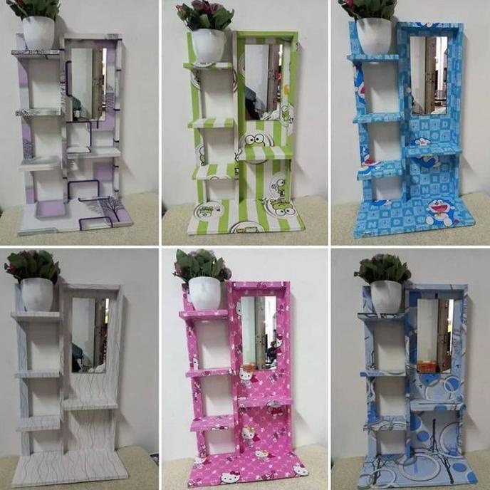 Rak Dinding Kosmetik Cermin Rias Kayu MDF Lapis WALLPAPER