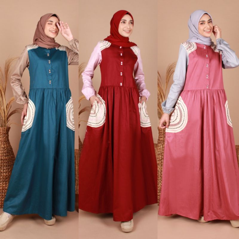 GAMIS ABAYA DANNIS TERBARU 2022 A220405 XS - XL FREE MASKER