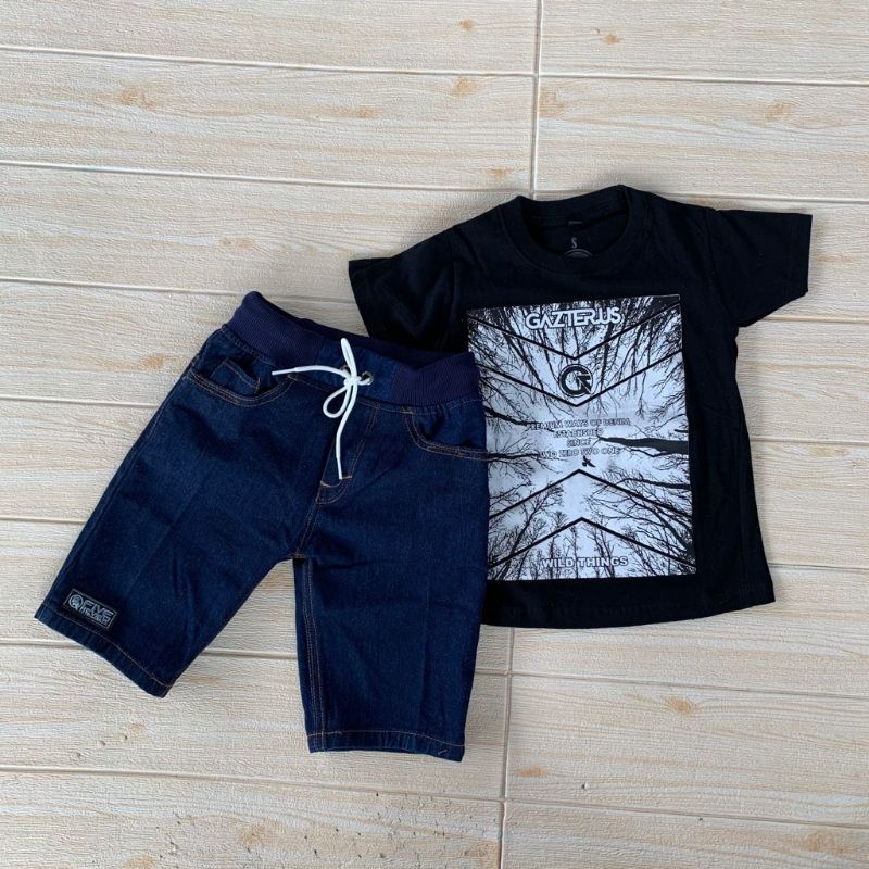 Setelan Jeans Anak Laki Laki Kaos Distro Anak Laki Baju Anak Cowo 1-12 Tahun AKP Marun Setelan Anak Laki Laki Import 10 11 12 Tahun Terlaris Terbaru-Navy_gaz wild