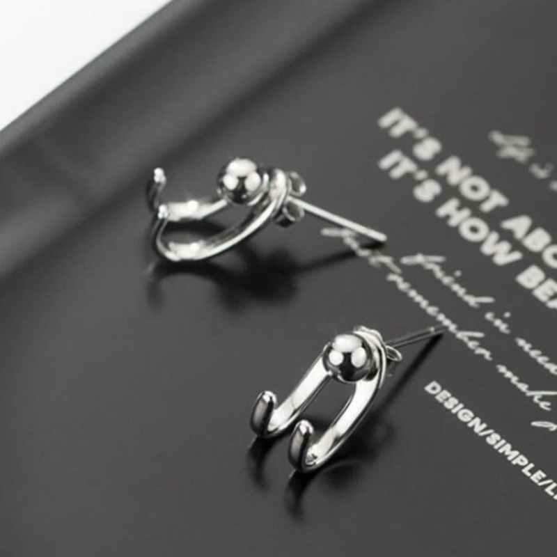 Rear hanging double hook simple Hong Kong style earrings trendy wild personality earrings 210823