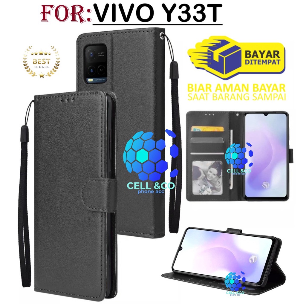 VIVO Y33T CASE FLIP LEATHER WALLET PREMIUM FLIP CASE BUKA TUTUP KESING HP CASING FLIP CASE WALLET VIVO Y33T