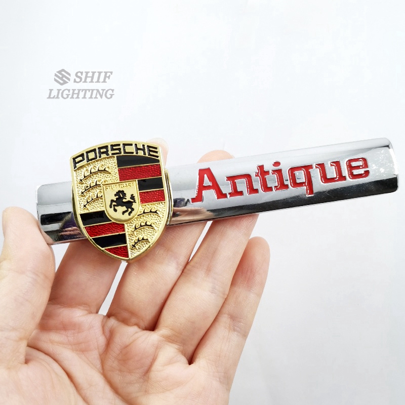 1pc Stiker Emblem Logo Kuda PORSCHE Antik Bahan Metal Warna Emas Untuk Dekorasi Mobil