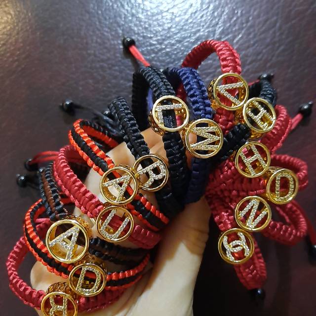  Gelang  tali XUPING inisial  huruf  A z lapis emas  18 k 