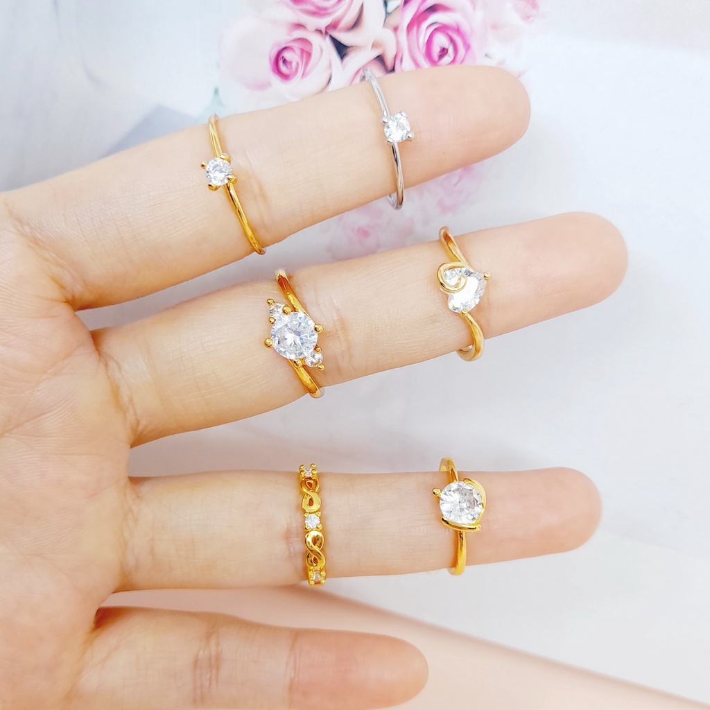 Cincin Xuping Bulat Silang Jaring Lapis Emas Gold Zircon - BR456