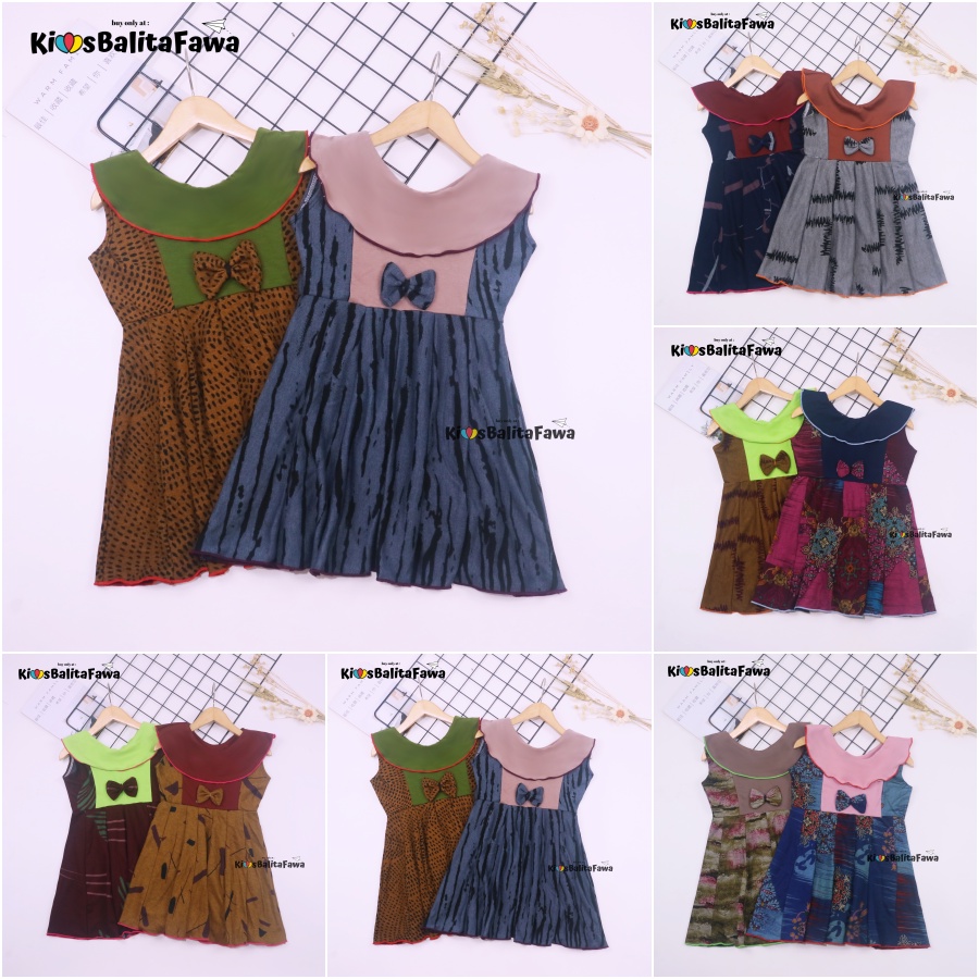 (Batik) Dress Cantika uk 3-4 Tahun / Dres Anak Perempuan Model Yukensi Baju Pesta Cewek Motif Modern