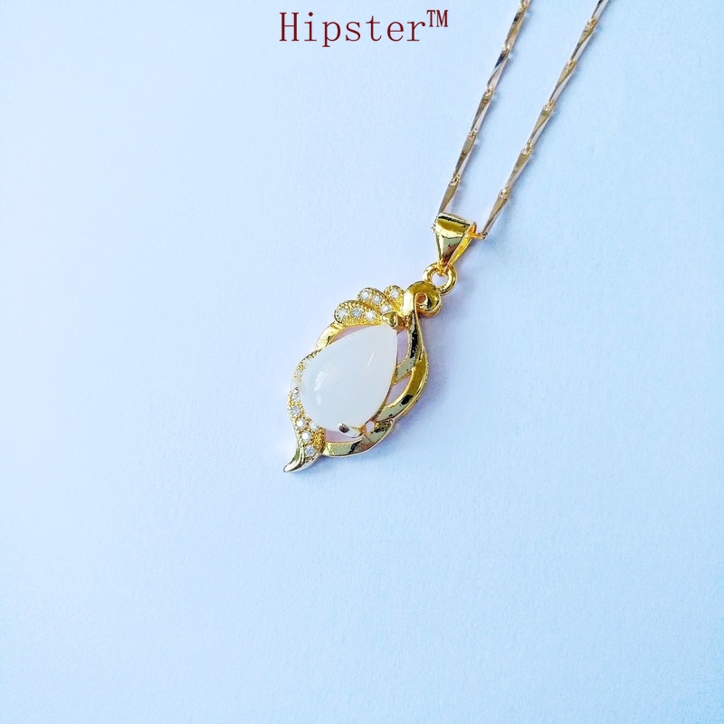 Fashion Hot Sale Light Luxury Natural White Jade Pendant Full Diamond Necklace