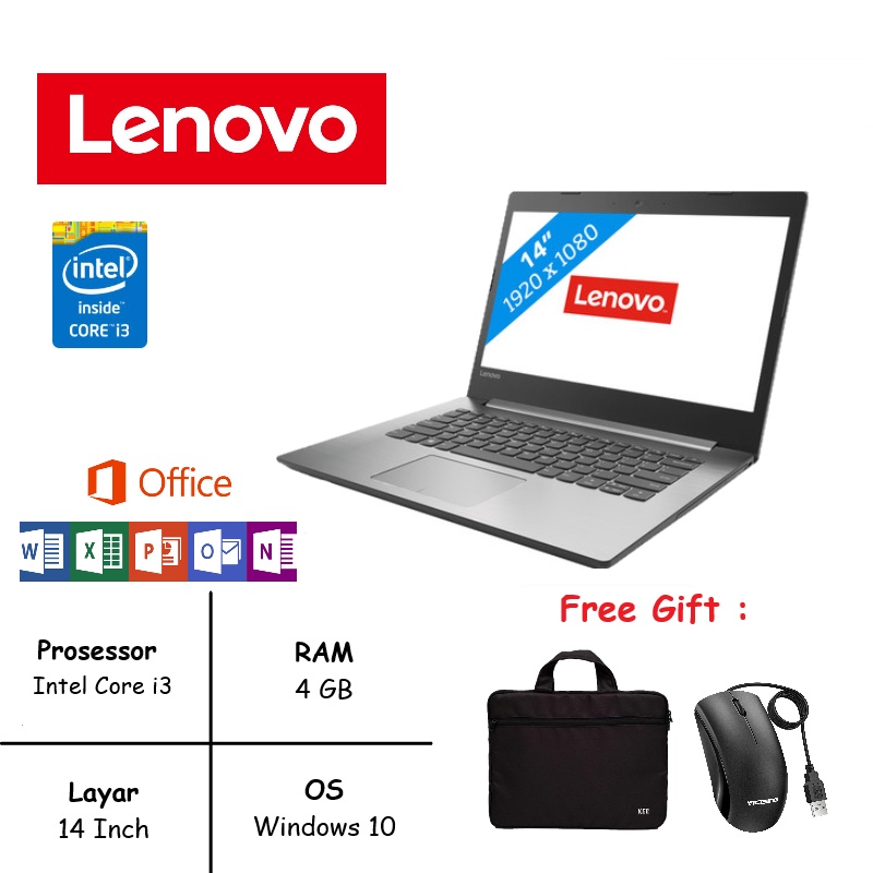 BEST SELLER! LAPTOP LENOVO IDEAPAD 320/330 INTEL CORE I3 RAM 4GB SSD 256GB WINDOWS 10